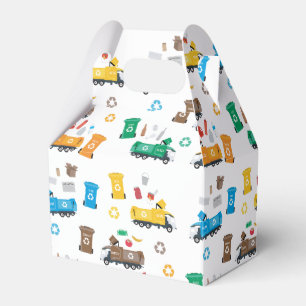 Caminhões e Caixas de lixo de Reciclagens colorido