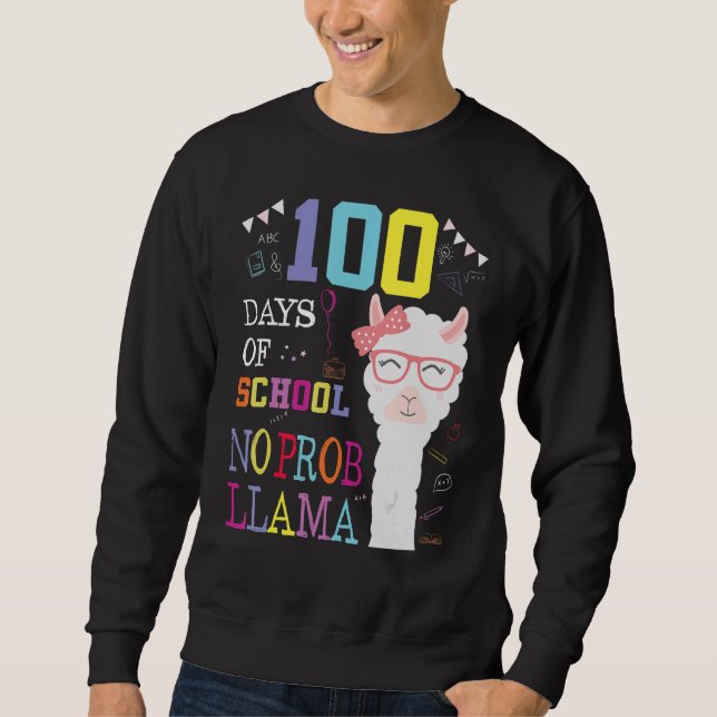 Camisa 100 Dias De Escola Sem Probllama Llama 100º (Frente)