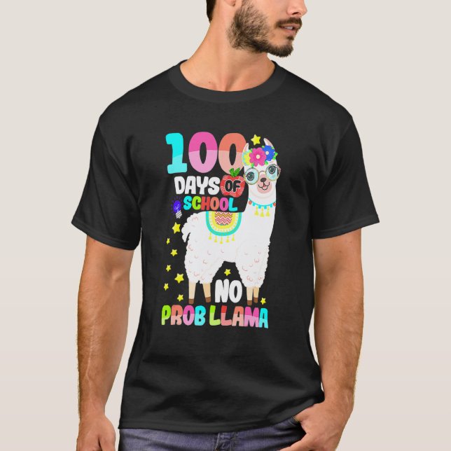 Camisa 100 Dias De Escola Sem Probllama Llama 100  (Frente)