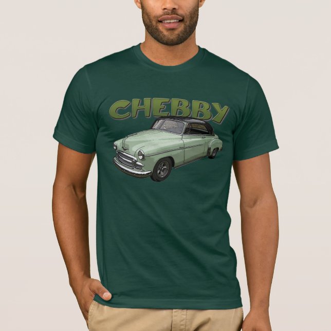 Camisa 1950 do T do cupé de Chevrolet do verde (Frente)