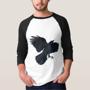 Camisa 3/4-Sleeved de ascensão do CORVO PRETO