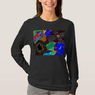 Camisa aborígene do pescoço do design v