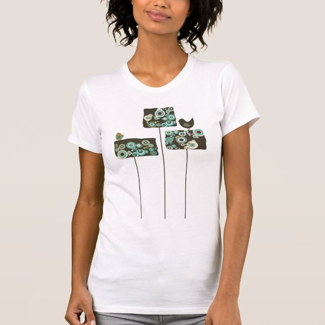 Camisa abstrata das árvores dos círculos retros (Frente)