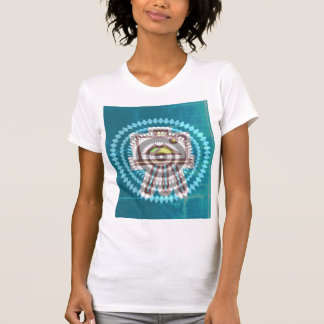 Camisa abstrato de canvas feminina