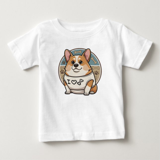 Camisa 'Adoro Ossos' do Corgi Fofo (Frente)