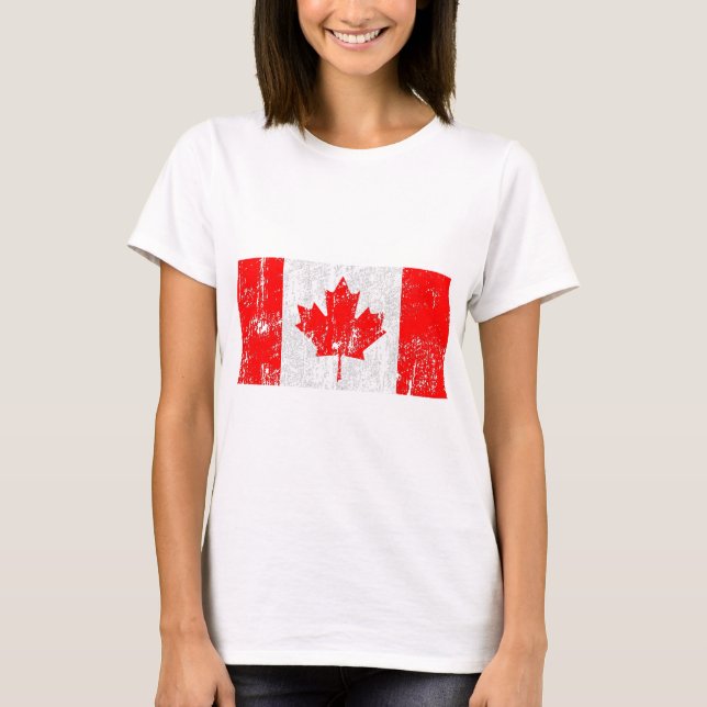 Camisa afligida vintage da bandeira de Canadá (Frente)