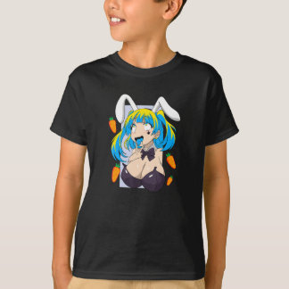 Camisa Ahegao cara com coelho cosplay camisetas le