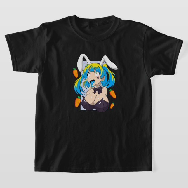 Camisa Ahegao cara com coelho cosplay camisetas le (Postura )