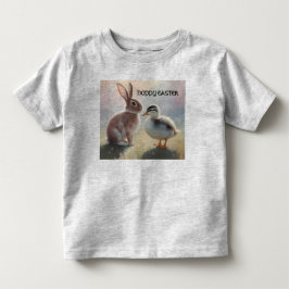 Camisa alegre de Páscoa com patinho e coelho
