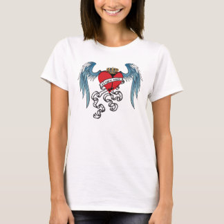 Camisa alta de voo do tatuagem do coração