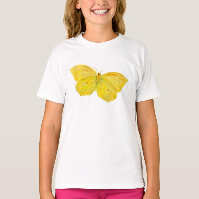 Camisa Amarela Borboleta Brimstone Comum voando (Frente)