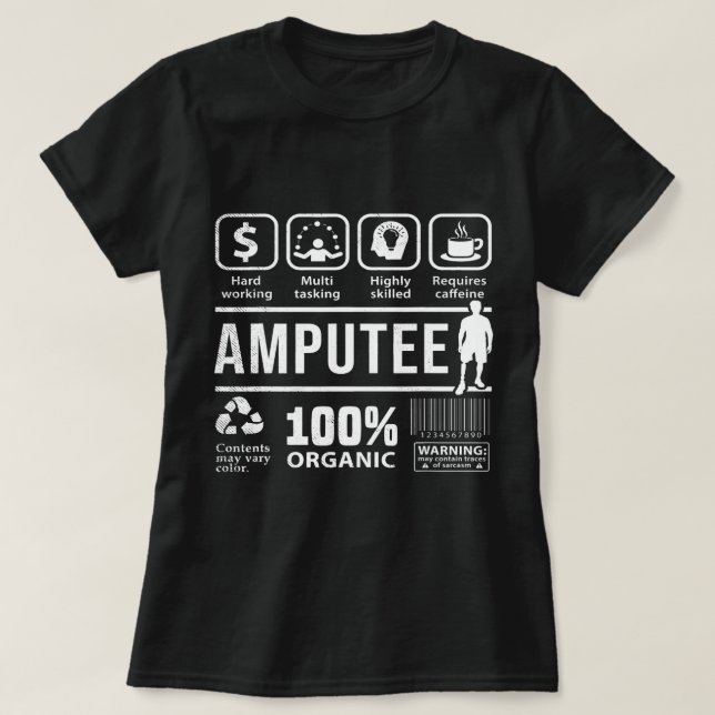 Camisa Amputee Tema gráfico multitarefa engraçado (Frente do Design)