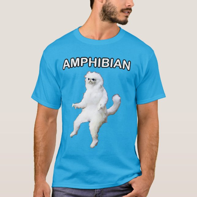 Camisa anfíbia de Meme do guardião da sala do gato (Frente)