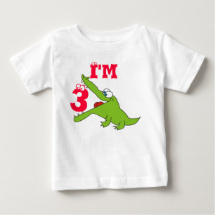 Camisa aniversário de 3 anos de Alligador Engraçad