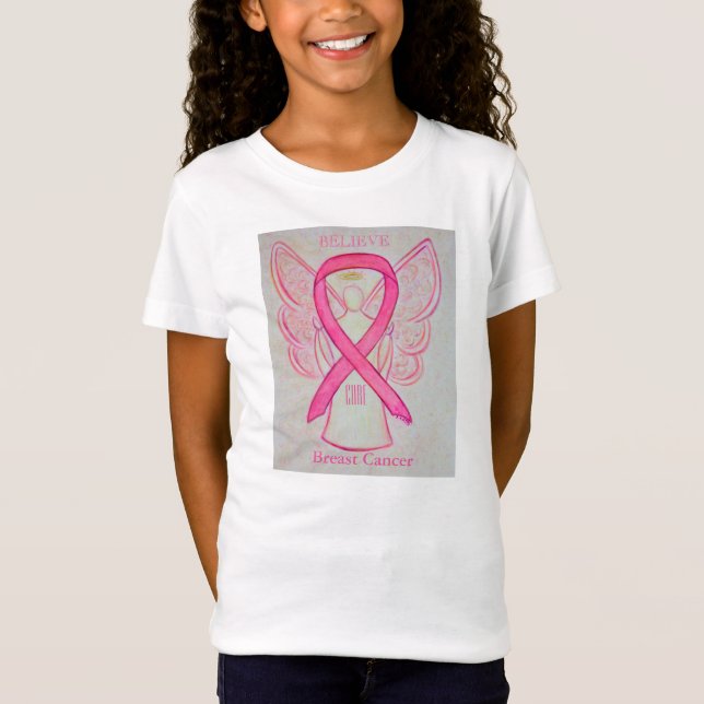 Camisa Anjo de Sensibilização Rosa com Cancer de M (Frente)