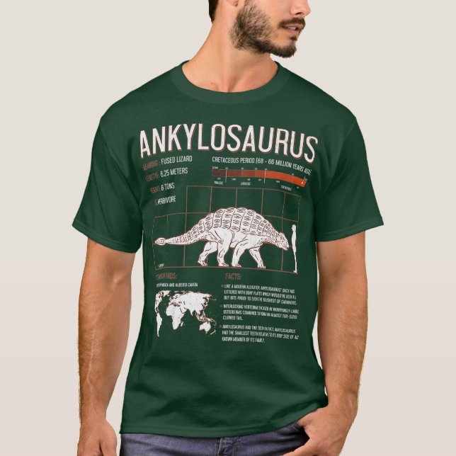 Camisa Ankylosaurus - Crianças Adultas Camisa Dino (Frente)
