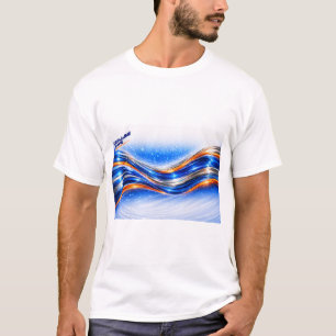 Camisa Aqualume Wave – Fluxo Abstrato Laranja Azul