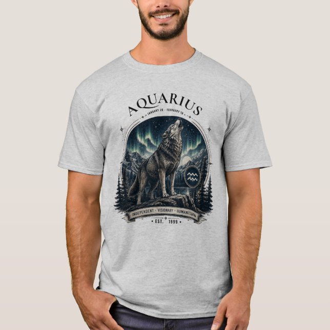 Camisa Aquário Lobo Zodíaco (Frente)