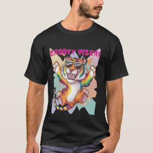 Camisa Arco-íris Groovy Tiger Para Homens Mulheres