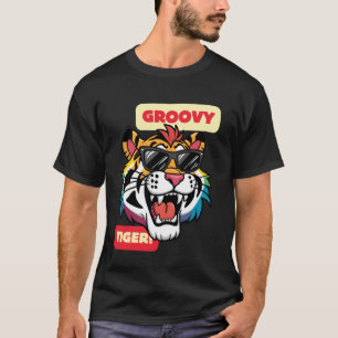 Camisa Arco-Íris Groovy Tiger Para Homens Mulheres