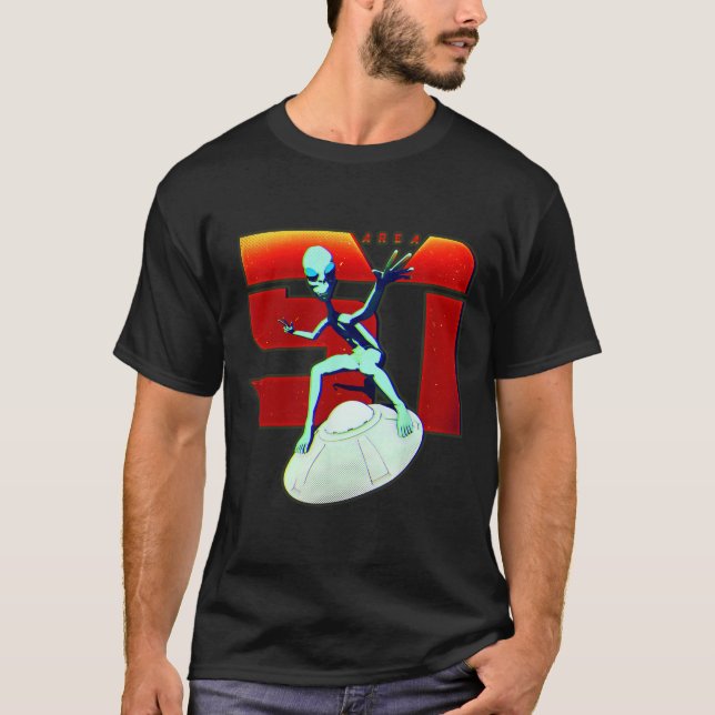 Camisa Área 51 Alienígena Verde Ufo Disco Voador  (Frente)