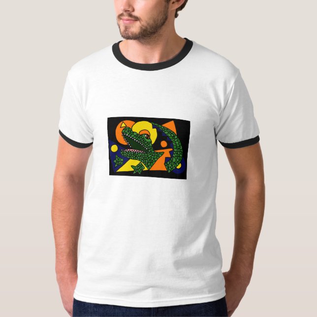 Camisa artística dos desenhos animados do jacaré (Frente)