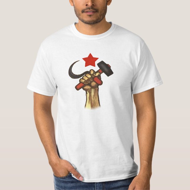 Camisa aumentada do martelo e da foice do punho (Frente)