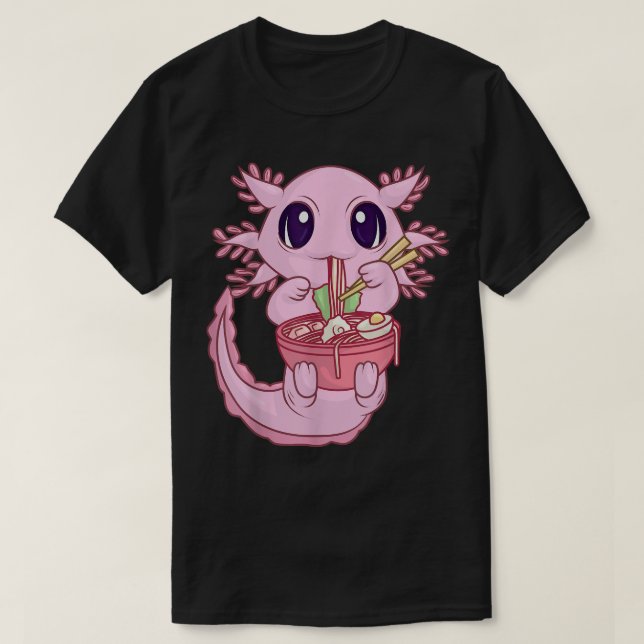 Camisa Axolotl Para Mulheres, Anime Kawaii Ramen (Frente do Design)