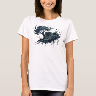 Camisa Azul Artística com Design de ÁRVORE DA VIDA