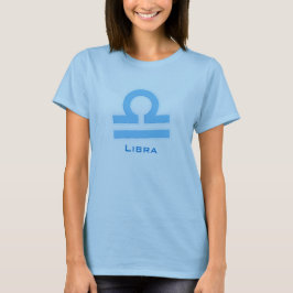 Camisa azul-bebê "Libra", sigla gráfica de ar zodí
