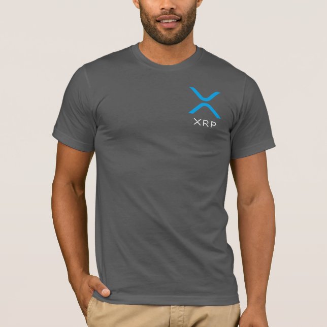 Camisa azul & branca da ondinha de XRP do logotipo (Frente)