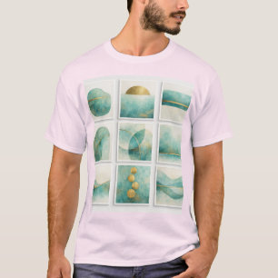 camisa azul cobre minimalista abstrata