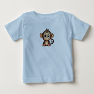 Camisa azul com Impressão de macaco-macaco