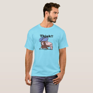 Camisa azul com um macaco pensador revolucionário