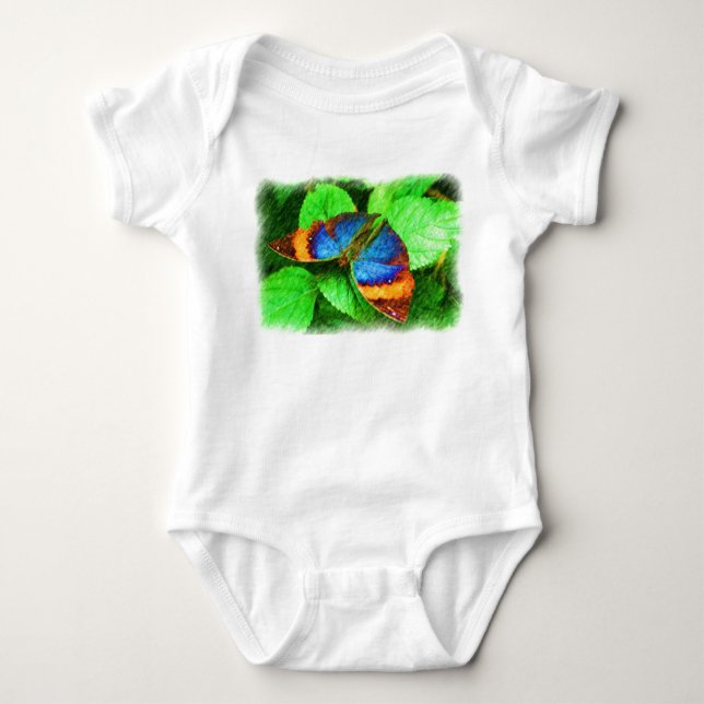 Camisa azul da criança da arte do lápis da (Frente)