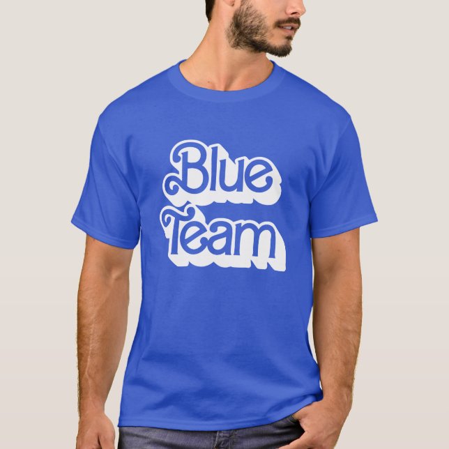 Camisa Azul da Equipe da Guerra Cor (Frente)