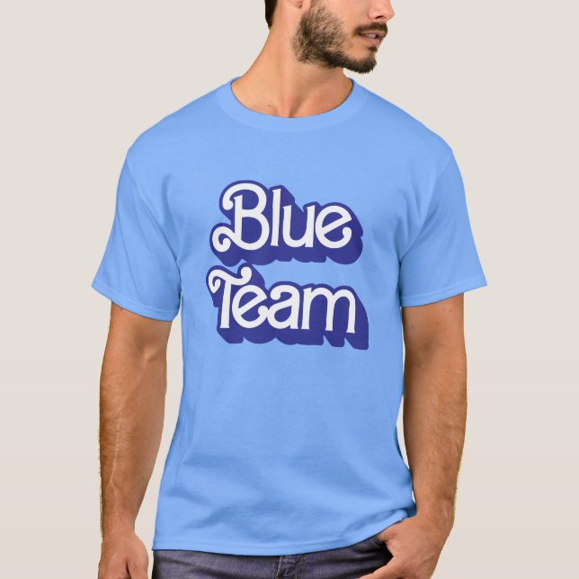 Camisa Azul da Equipe da Guerra Cor (Frente)