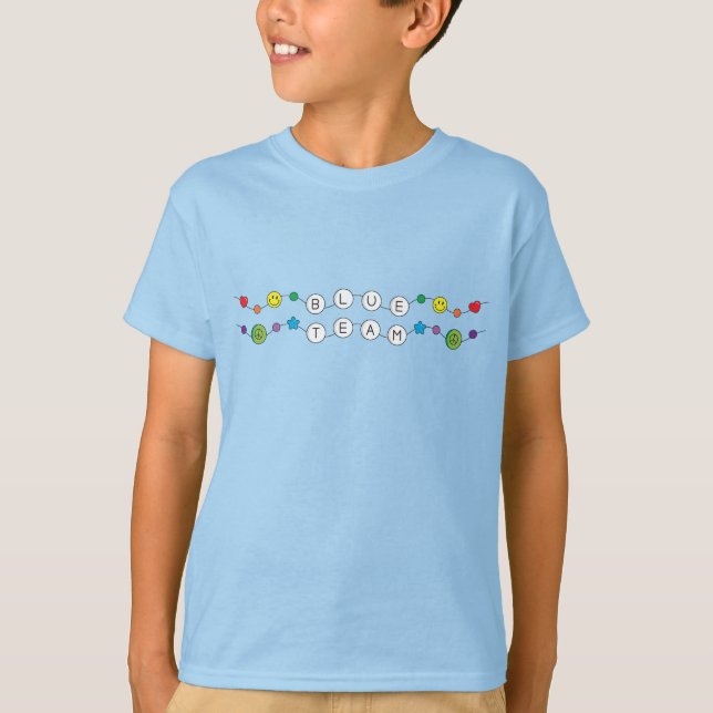 Camisa Azul da Equipe da Guerra Cor (Frente)