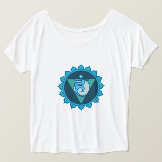 Camisa azul da garganta Chakra Visuddha Camisa azu (Frente do Design)