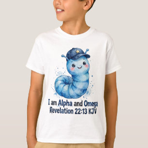 Camisa Azul de Minhoca para Meninos - Eu sou Alfa