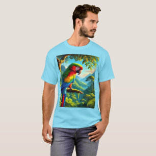 Camisa Azul de Papagaio Arara Amante de Pássaros