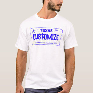 Camisa azul de placa de licença do Texas personali