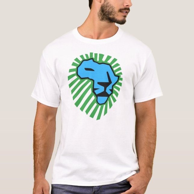 Camisa azul de Waka Waka da juba do verde do leão (Frente)