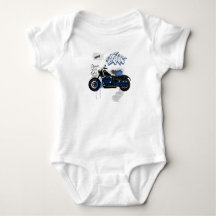 Camisa azul e grafite de motocicleta