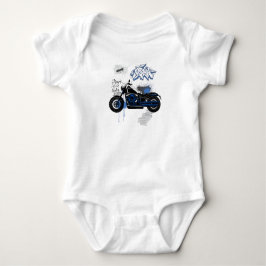 Camisa azul e grafite de motocicleta