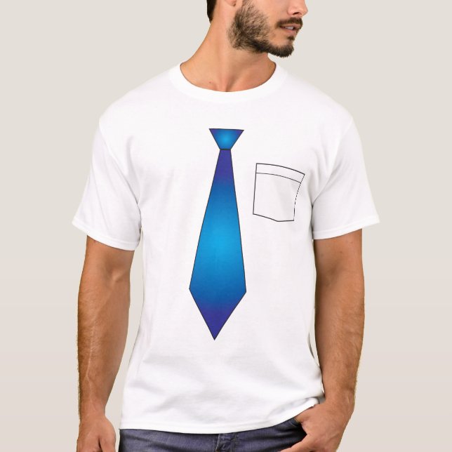 Camisa azul falsificada engraçada da gravata (Frente)