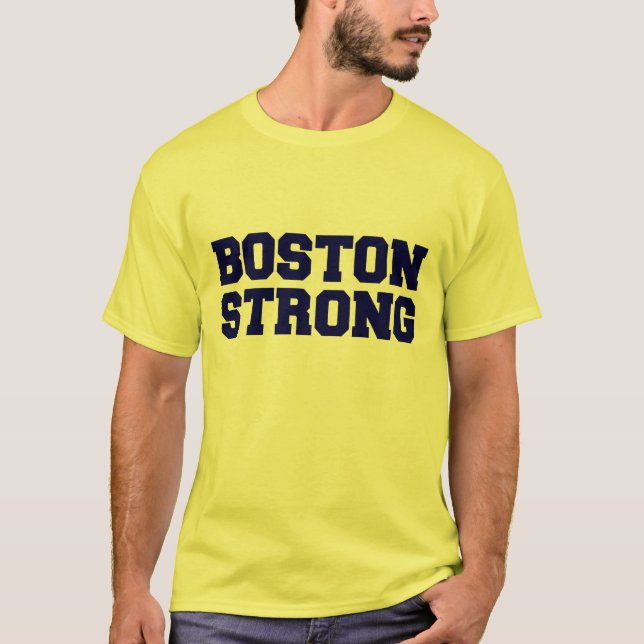 camisa azul forte do texto de Boston (Frente)