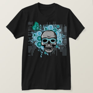 camisa azul-neon do crânio de verão