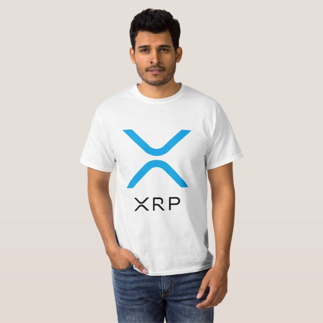 Camisa azul & preta da ondinha de XRP do logotipo (Frente Completa)