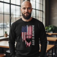Camisa Bald Is Beautiful Bandeira Americana